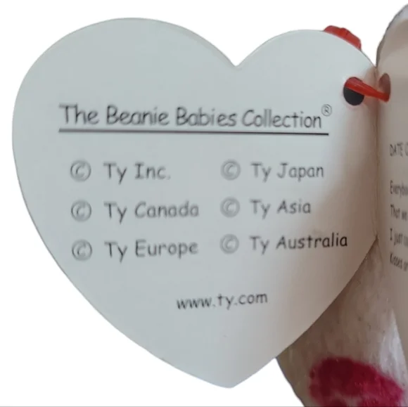Vtg 2003 Ty Lipstick Bear Kissy Beanie Baby - Picture 10 of 12